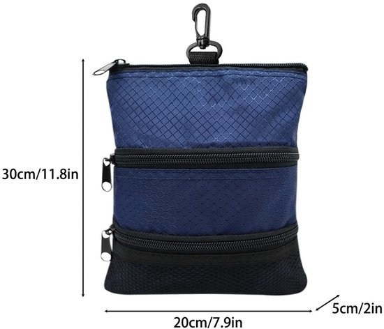 Golftas Draagbaar - Golfbal Organizer - 3-Laagse Ritssluiting - Hoogwaardig Oxford-Materiaal - Praktisch en Compact - Handig Haakontwerp - Golfaccessoire — afbeelding 3
