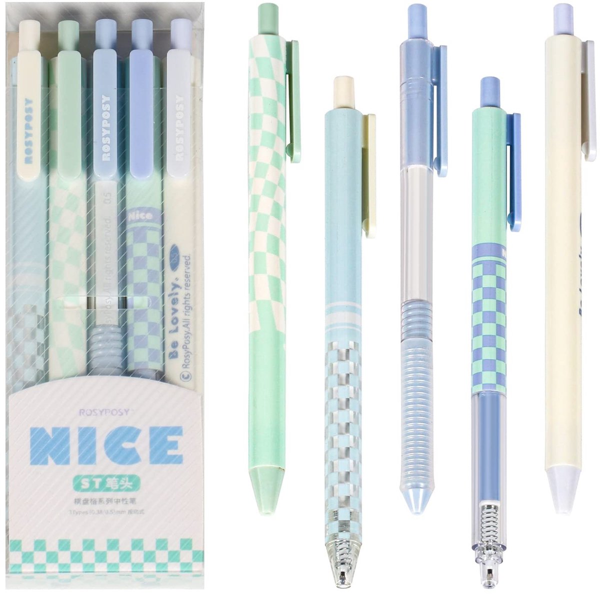 Dailygoods - Balpennen Schrijven Pennen Intrekbare Balpen 5 Pack Rollerball Pen Zwarte Gel Pennen voor Journaling Thuiskantoor School