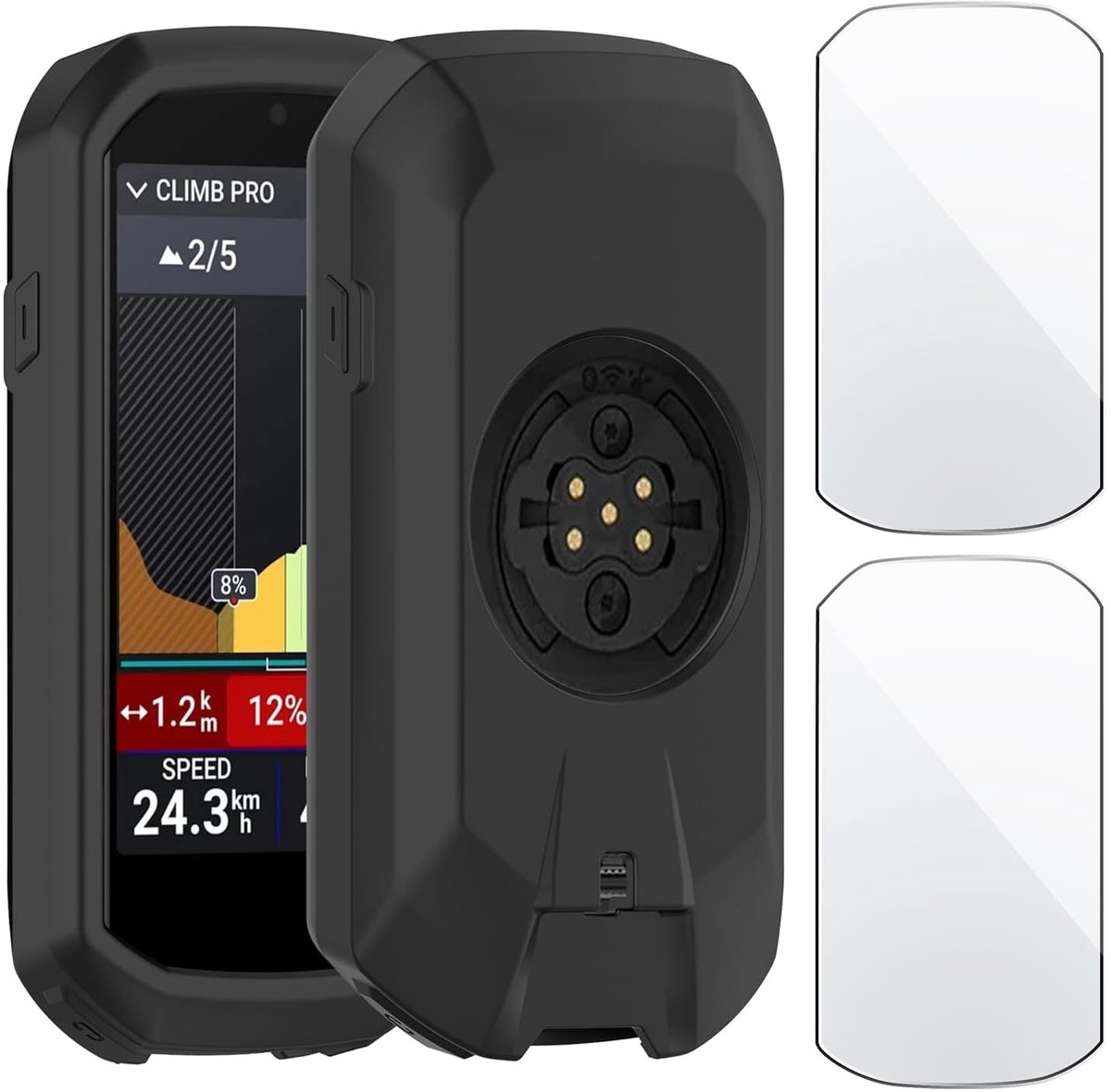 Dailygoods- Beschermhoesje met goede elasticiteit - Beschermhoesje Garmin Edge 1050 - Displaybeschermfolie - Fietsaccessoires - Siliconen - Impactabsorberend - Gps Hoes