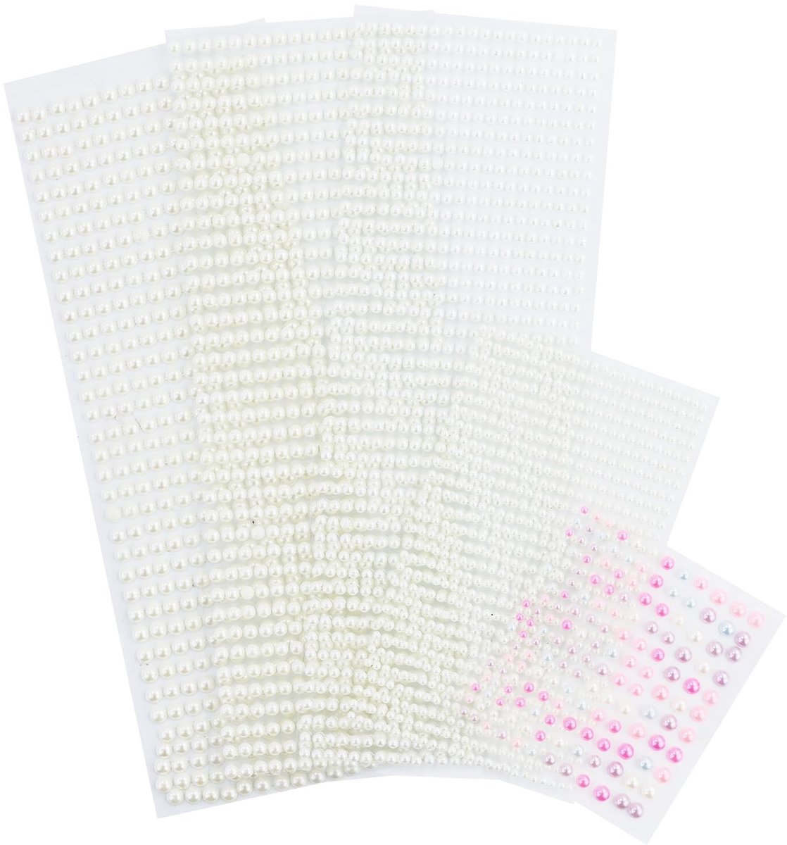 Dailygoods- Parelstickers 2965 stuks - Zelfklevend - Hars - 5 vellen - Maten 3/4/5/6 mm - Perfect voor knutselen - Kralen