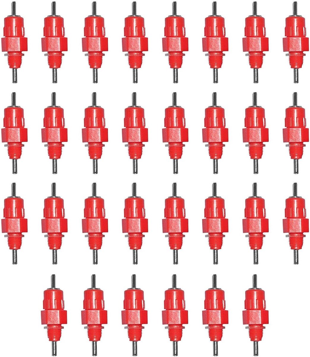 Kippen Drinknippels - Automatische Drinkers - Pluimvee Verzorgen - Waterbesparend Systeem - 30 Stuks - Zilver