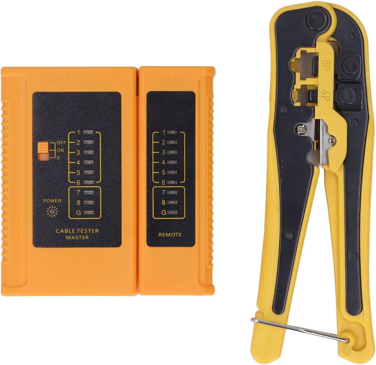 Krimptang Set - Netwerktester - Netwerk Installatie - 3-in-1 Multifunctioneel - 8P 6P Matrijzen - Zilver