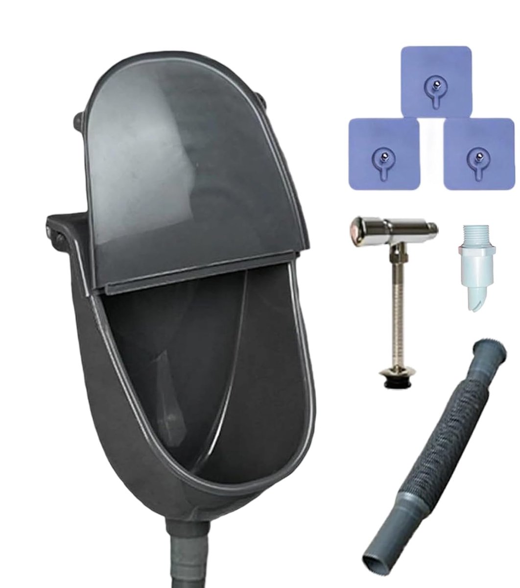 Draagbaar Urinoir - Wandtoilet Deksel - Hygiënisch Gebruik - Zelfklevende Montage - 38.5 cm Hoog - Grijs