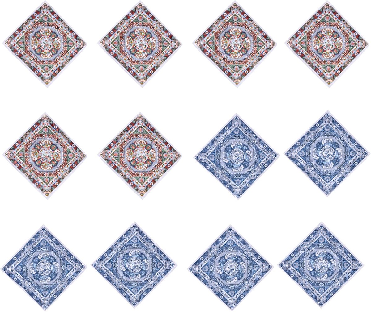 Zakdoeken Dames - Zakdoek Set - Dagelijks Gebruik - Vintage Print - 12 Stuks - Meerdere Kleuren