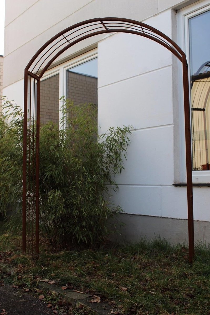 Rozenboog Metaal - Klimhulp Tuin - Planten Ondersteunen - Roest Patina Afwerking - 220 cm Hoog - Roestkleurig
