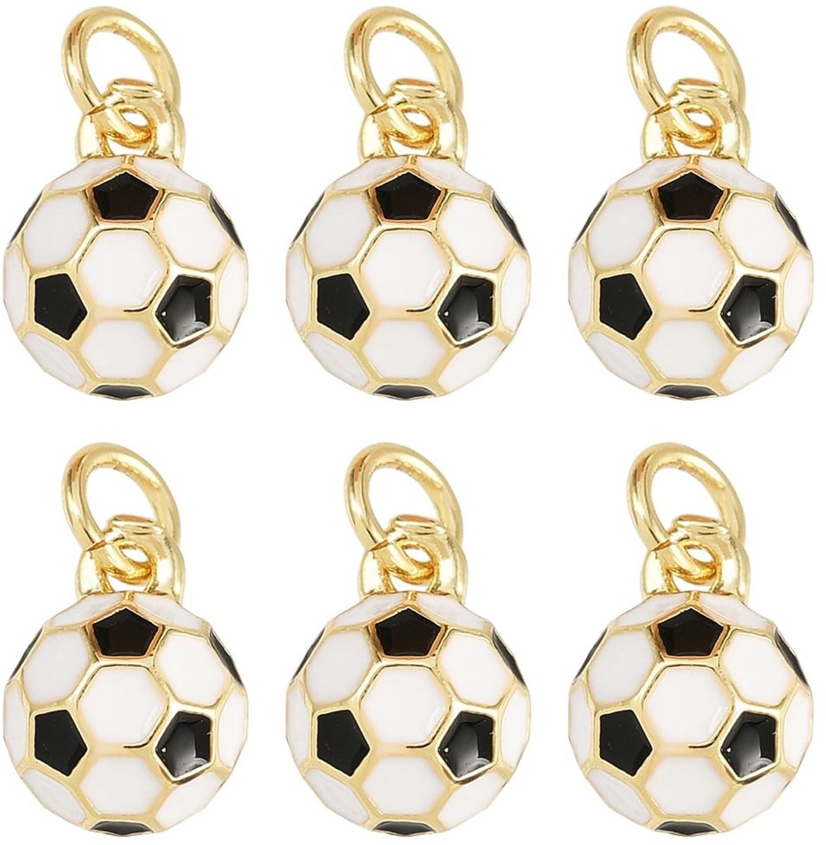 Dailygoods - 6 Stuks Echte 18K Vergulde Voetbal Charms voor Sieraden Maken