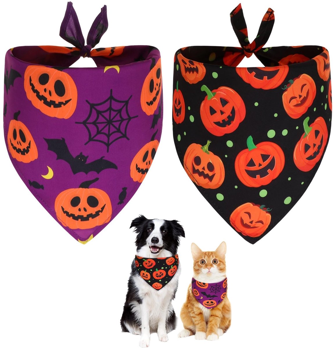Dailygoods- Halsdoek Halloween - 2 Stuks - Verstelbaar - Polyester - Honden Accessoire - Modieuze Ontwerpen - Onderhoudsvriendelijk - Hondenbandana