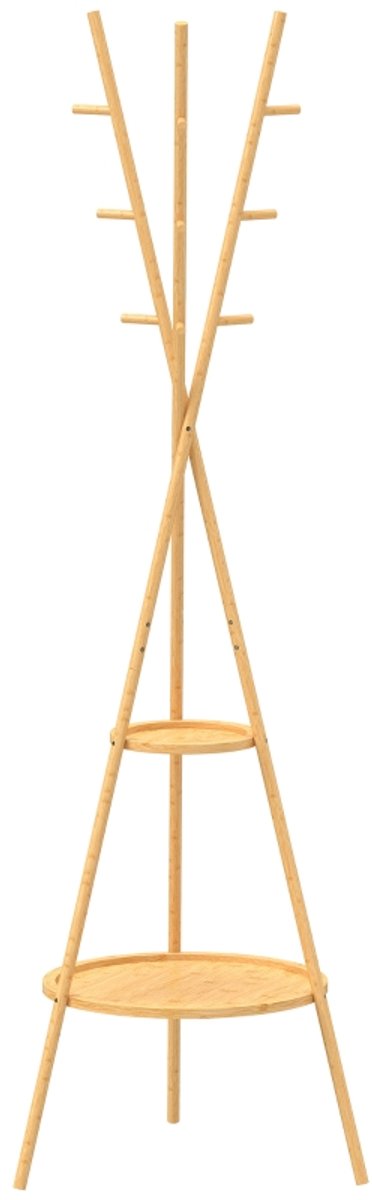 Clruro Kapstok - 58.5 × 58.5 × 176 cm - met Haken - Naturel