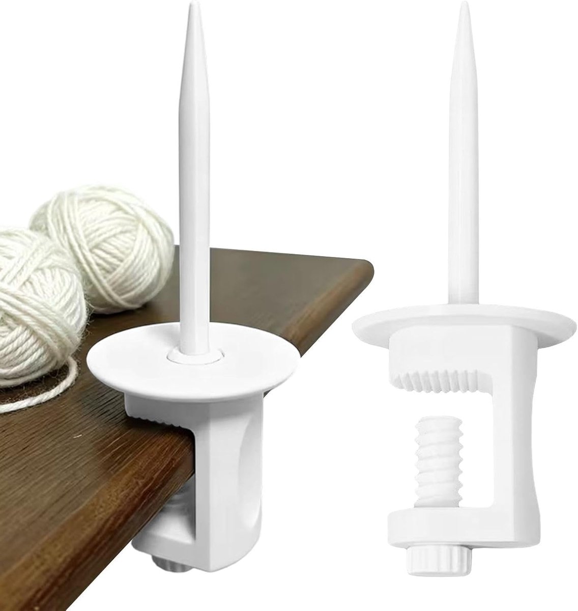 Garenhouder Set - Wolhouder Draaibaar - Handwerk Organiseren - Bramenvrij Ontwerp - 19 x 7.1 cm - Wit