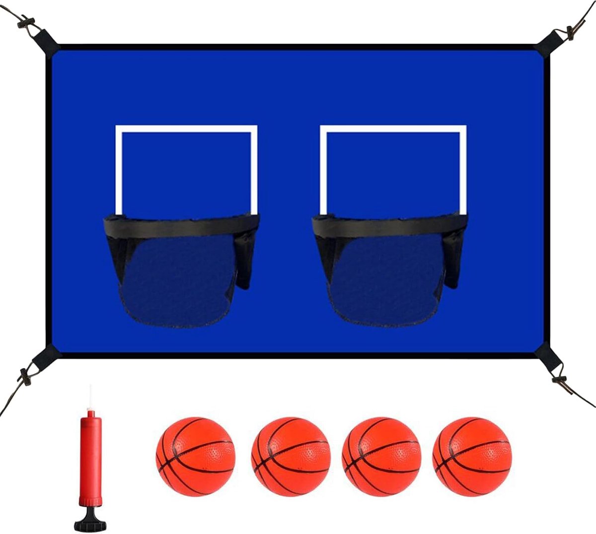 Trampoline Basketbal Hoepel - Outdoor Basketbal Accessoire - Interactief Spel - Weerbestendig Ontwerp - 80x65 cm - Blauw