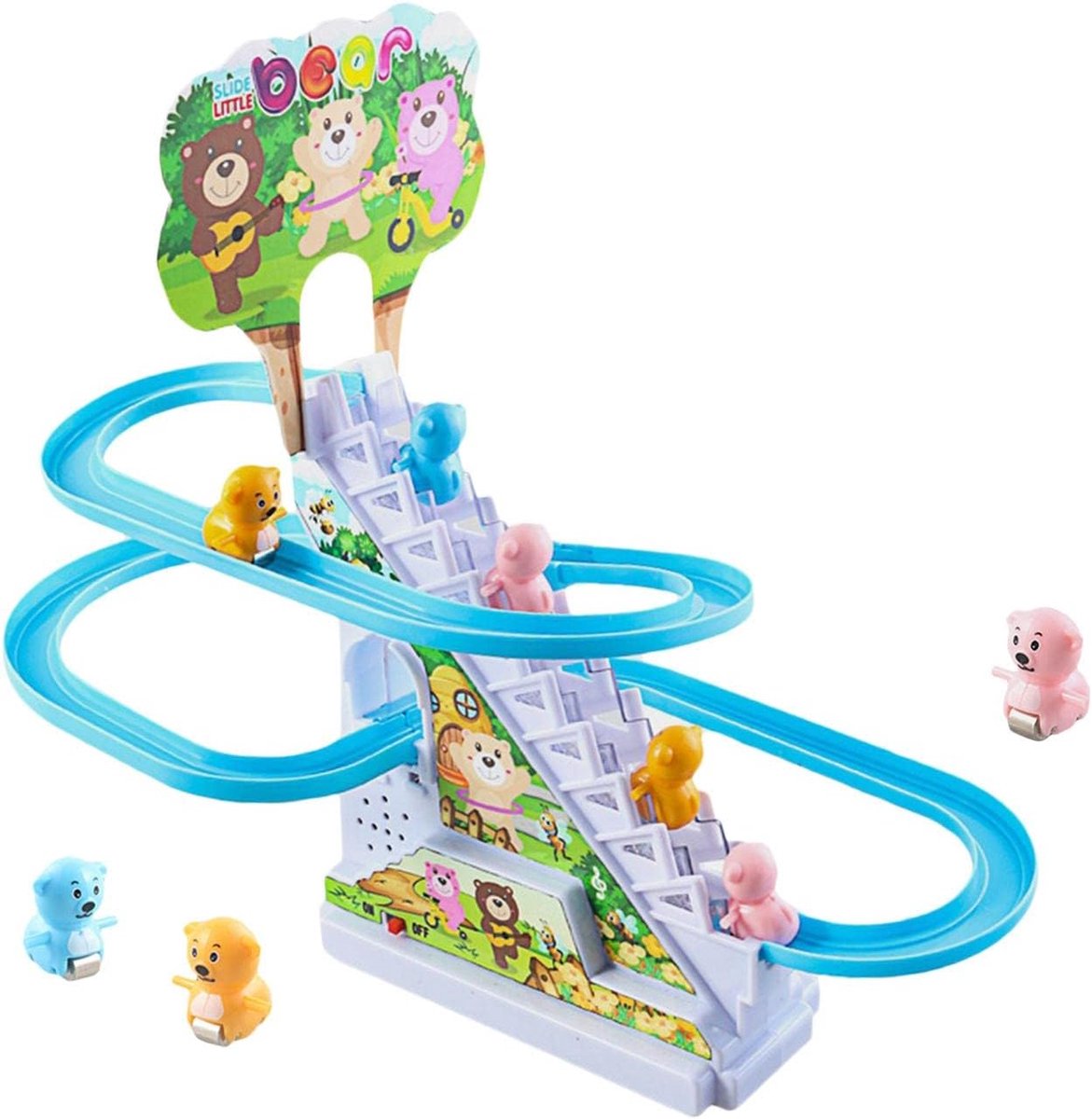 Achtbaan Speelgoed - Racebaan met Beren - Kinderen Spelen - Automatische Beren Klimmen - 26 x 26 x 8 cm