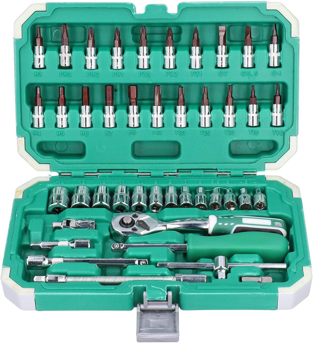 Gereedschapsset - Dopsleutelset - Mechanisch Onderhoud - Chroom-Vanadium Staal - 13 Delig - Zilver