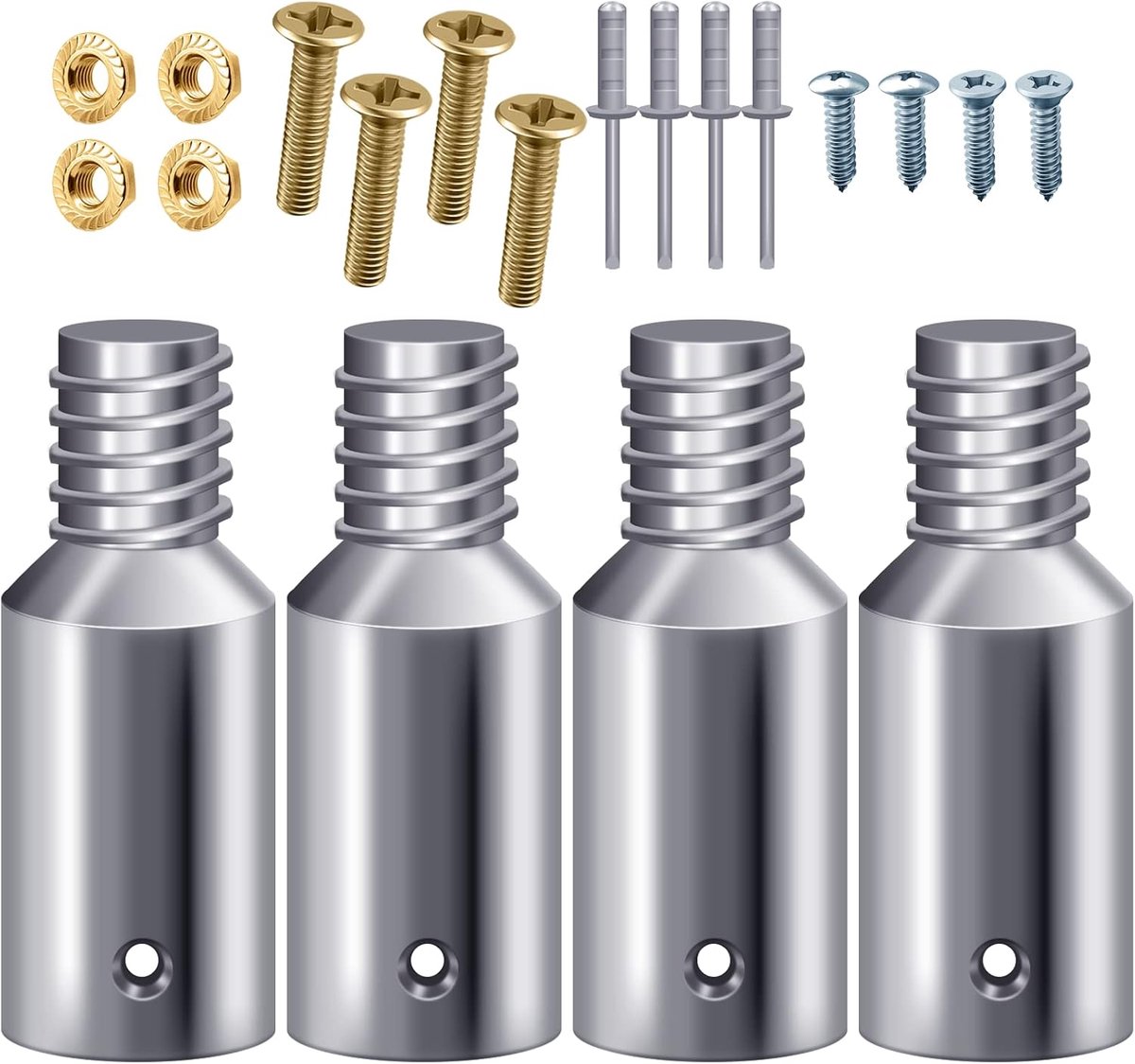 Verlengstuk Adapter Set - Mop Steel Reparatie - Gereedschap Verlengen - Universele Pasvorm - 4 Stuks - Zilver