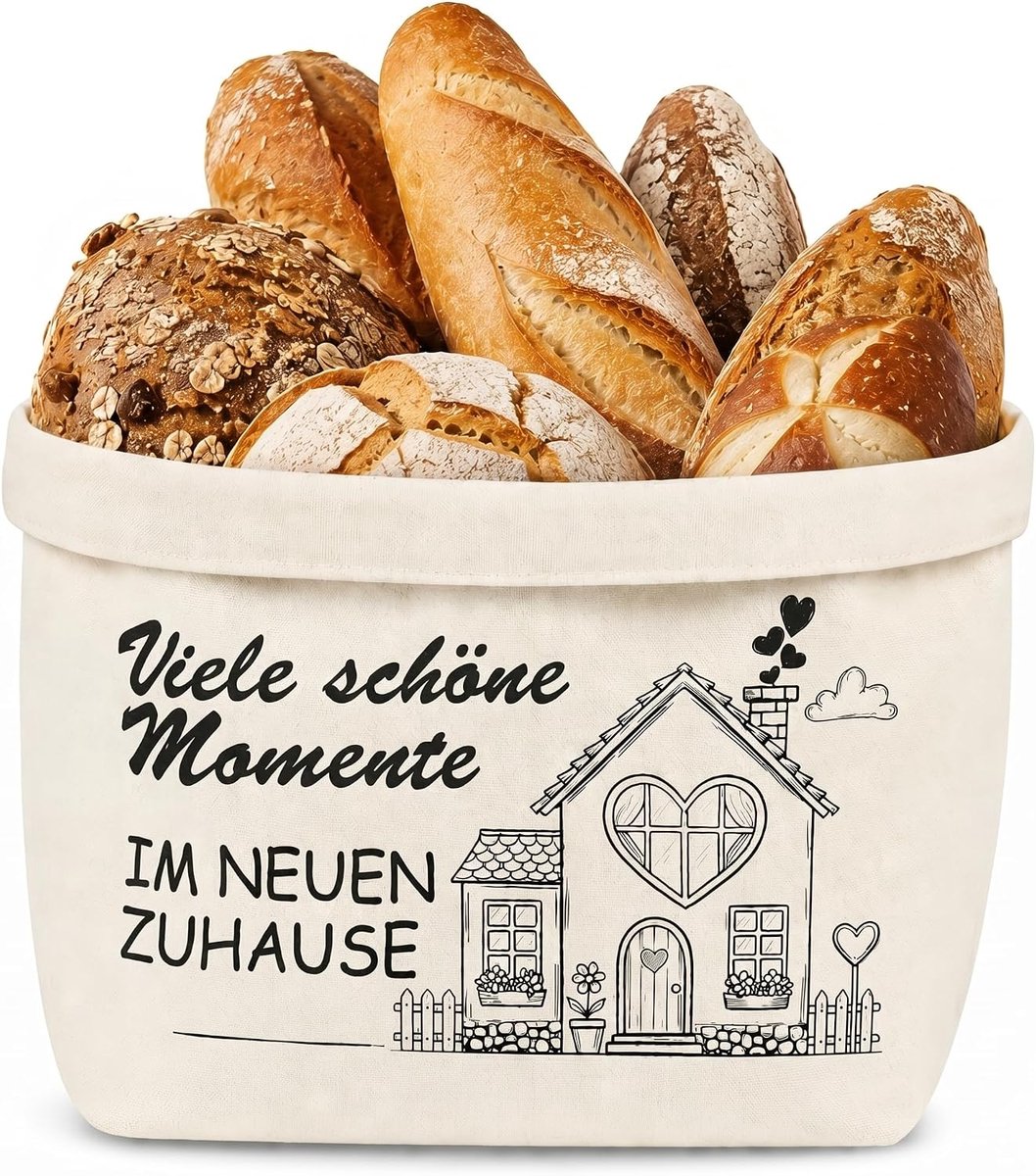 Broodmand Stof - Broodzak Katoen - Brood Vers Houden - Ademend Materiaal - 38 x 22 x 16 cm - Wit