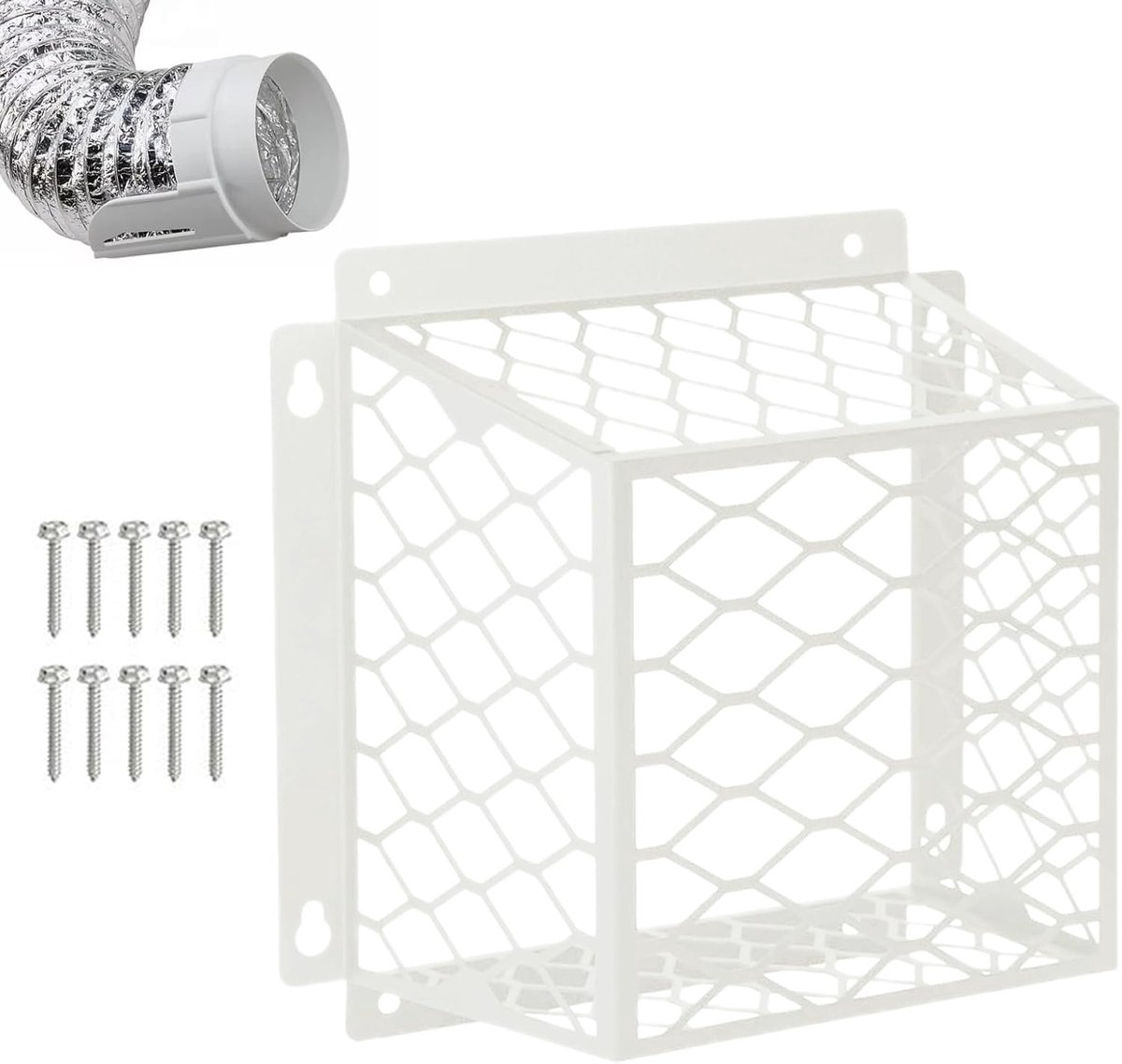 Ventilatieafdekking Buiten - Droger Ventilatierooster - Gevel Beschermen - Verzinkt Staal - 7.6 cm of 10.2 cm - Wit