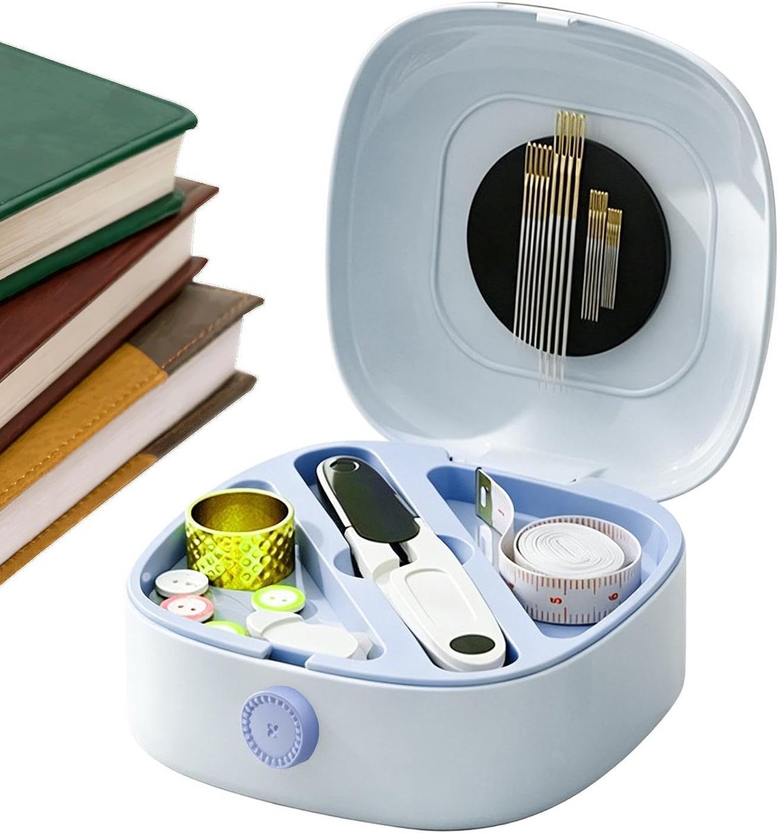 Naaiset Kit - Draagbare Naaiset - Kleding Repareren - Magnetische Naaldhouder - 13.1 x 12.8 x 6.7 cm - Blauw