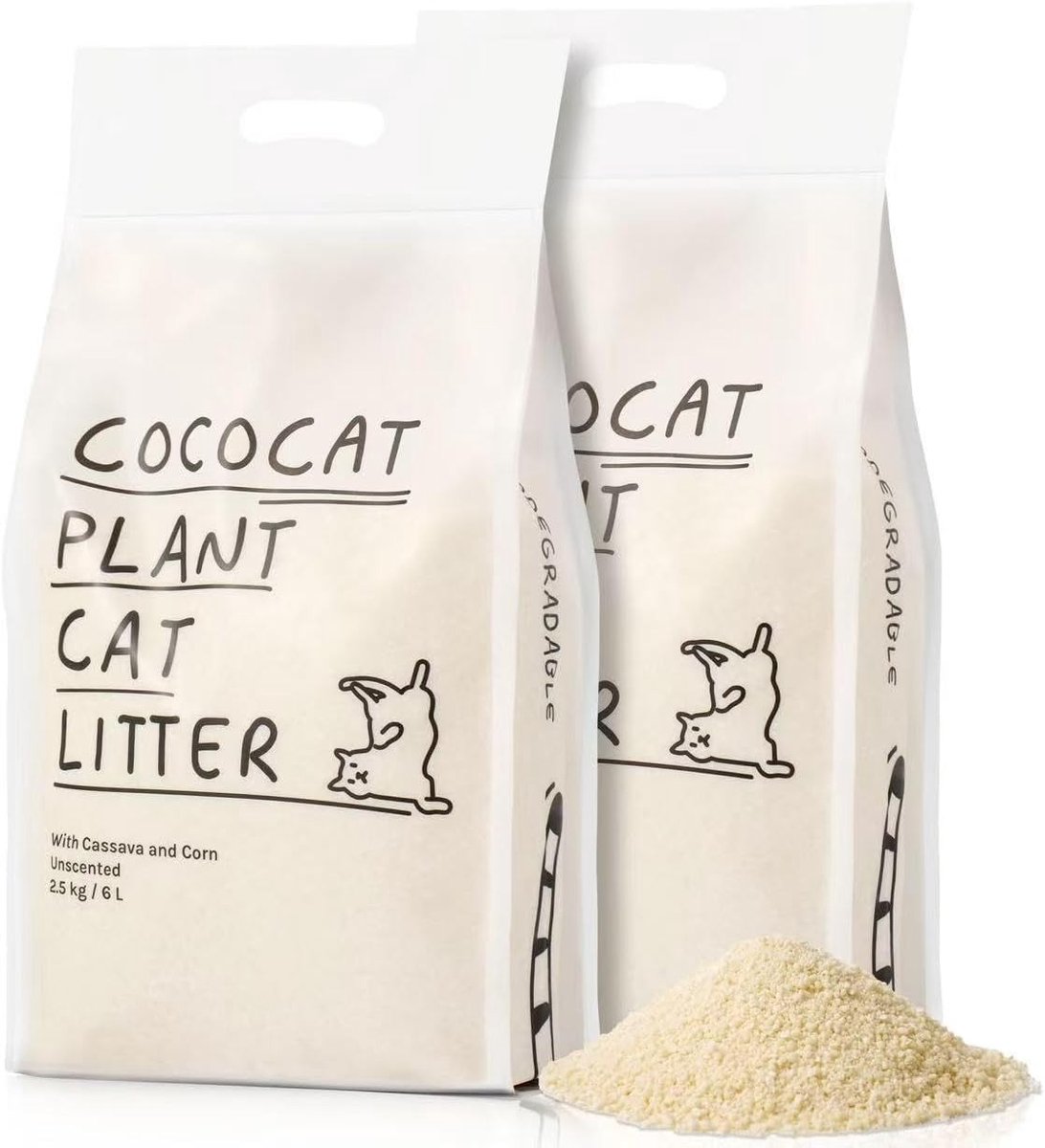 Kattenbakvulling - Cassave - Sterke Klontering - Stofvrij - Voor Automatische Kattenbakken