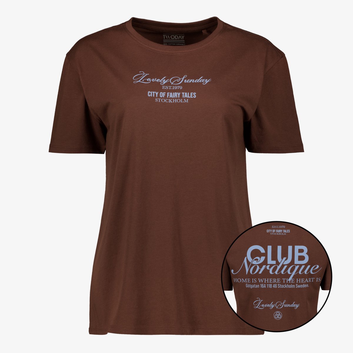 TwoDay dames T-shirt met backprint bruin - Maat L