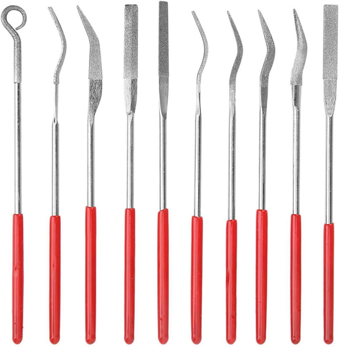 Diamantvijlenset - Slijptool set - Metaal Bewerken - Speciaal gevormd - 10 Delig - Zilverkleurig