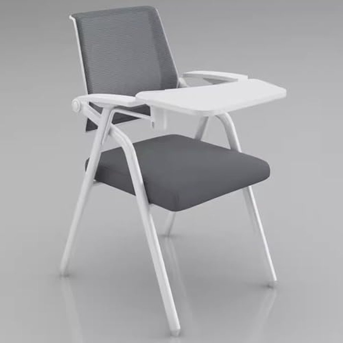 Opvouwbare Trainingsstoel - Vergaderstoel Bureau - Thuiswerken Studeren - Schrijfblok Armleuningen - 55x50x86cm - Zwart