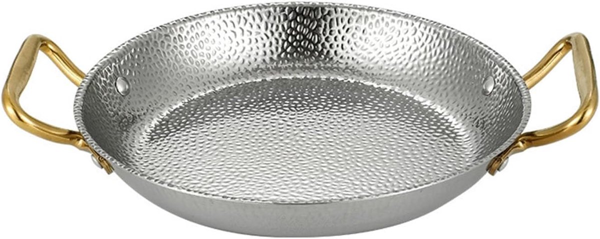 Grillpan Roestvrijstaal Paella pan Lekker Koken Met Handgrepen 26CM Zilver