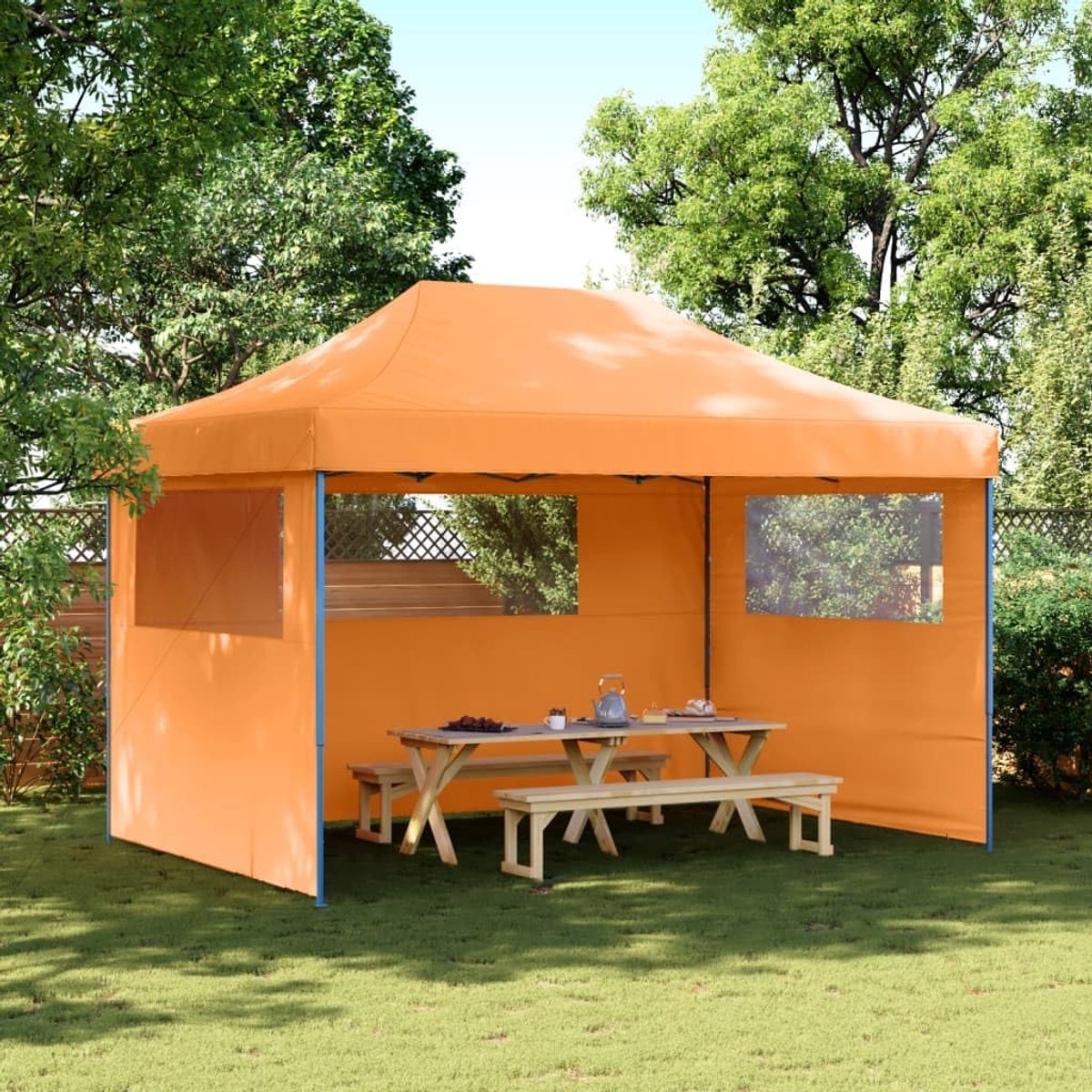 Inklapbare Partytent - Tuinpaviljoen Gazebo - Buitenfeesten Organiseren - Pop-up Snel Opzetten - 410 x 279 cm - Oranje