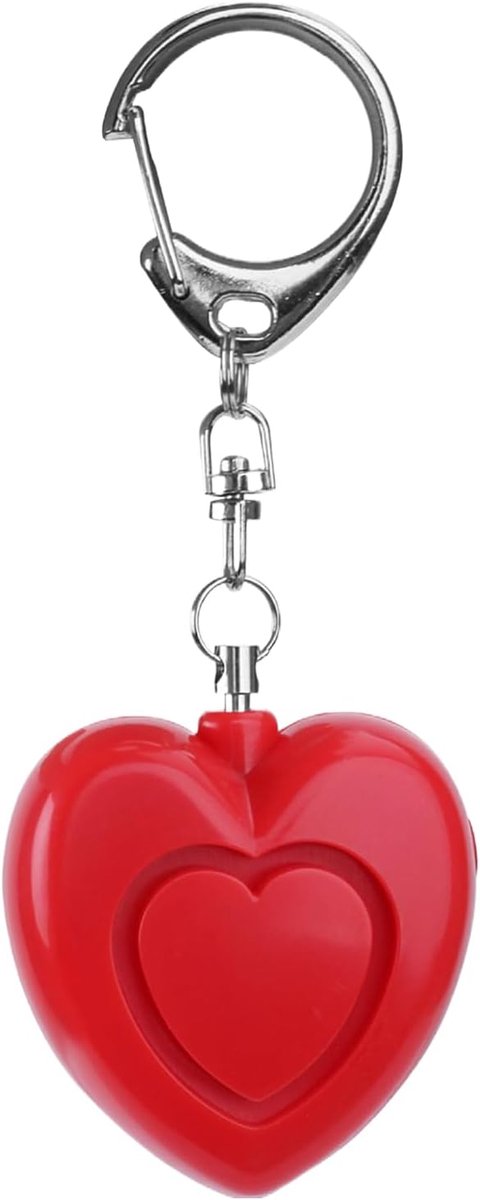 Persoonlijk Alarm - Veiligheidssleutelhanger - Persoonlijke Beveiliging - 125dB Hartvormig - 6x4.5x3 cm - Rood