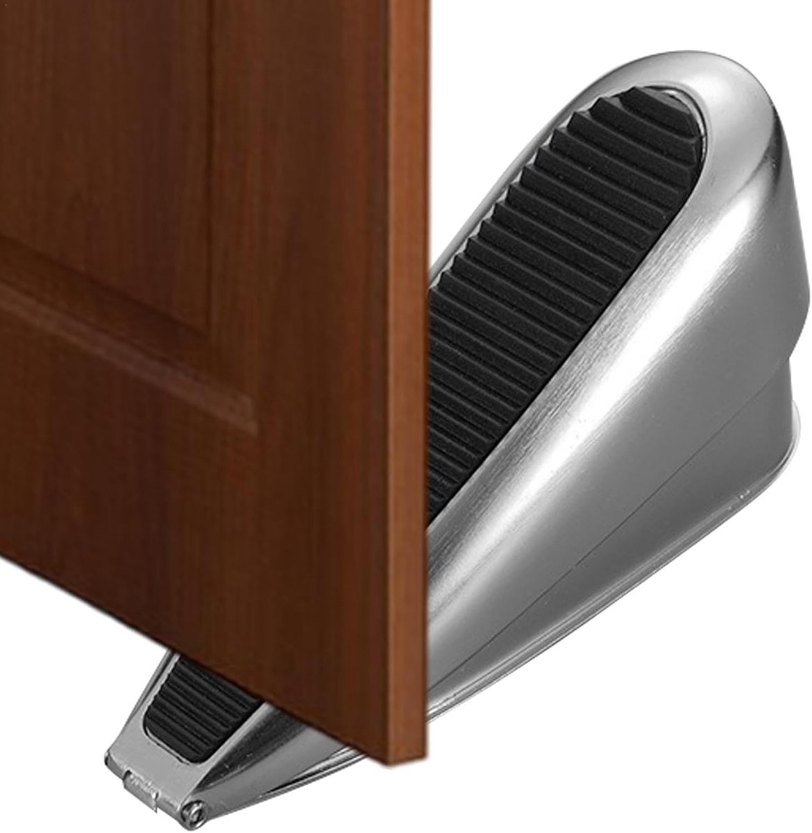 Grote deurstopper - Robuuste wig - Deuren blokkeren - Antislip rubber - 13 x 8 cm - Zilver