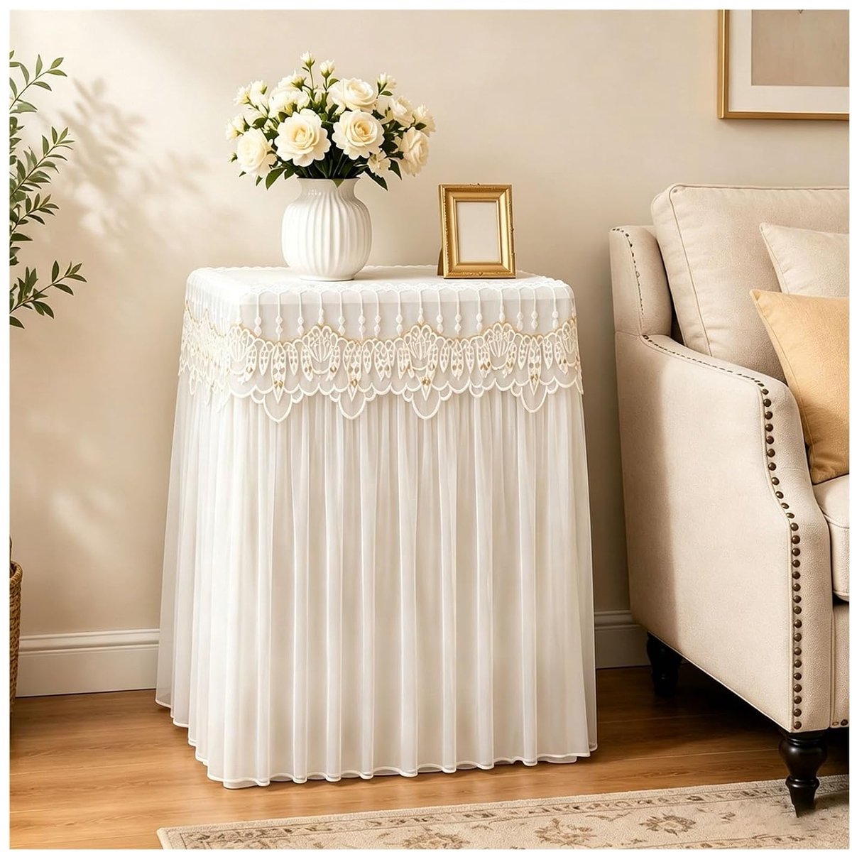 Stofhoes Kluis - Decoratieve Hoes - Thuis Opslag - Ademend Materiaal - 56 x 51 x 142 cm - Wit