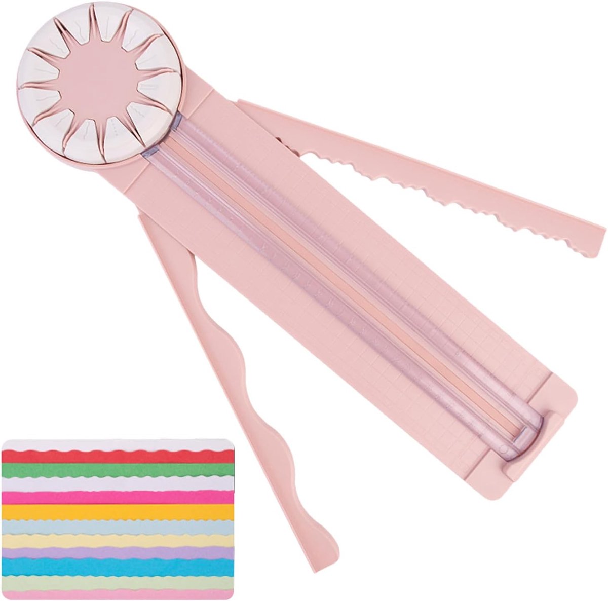 Papier Snijder - Papier Snijapparaat - Hobby Projecten Maken - 12 Verschillende Snijpatronen - 46.7 cm - roze