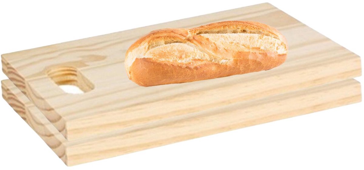 CM Snijplank blank hout - 2x - met handvat - 30 x 19 cm - keuken serveerplanken/broodplanken