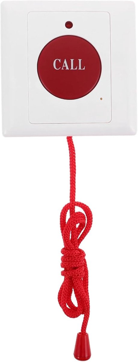 Noodoproepknop Met Touw - Alarmknop Ouderen - Hulp Inroepen - Dubbele Alarmknoppen - 8.50X8.50X0.70CM - Wit