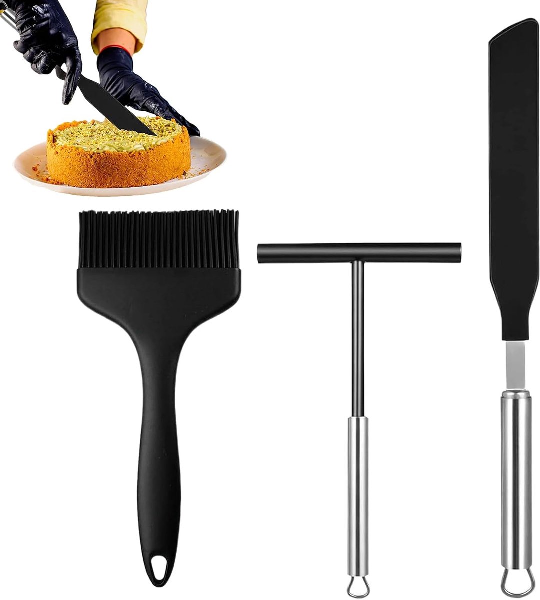 Pannenkoekverspreider Set - Crêpe spatels - Bakken en koken - Hittebestendig en ergonomisch - 3 stuks - Multicolor