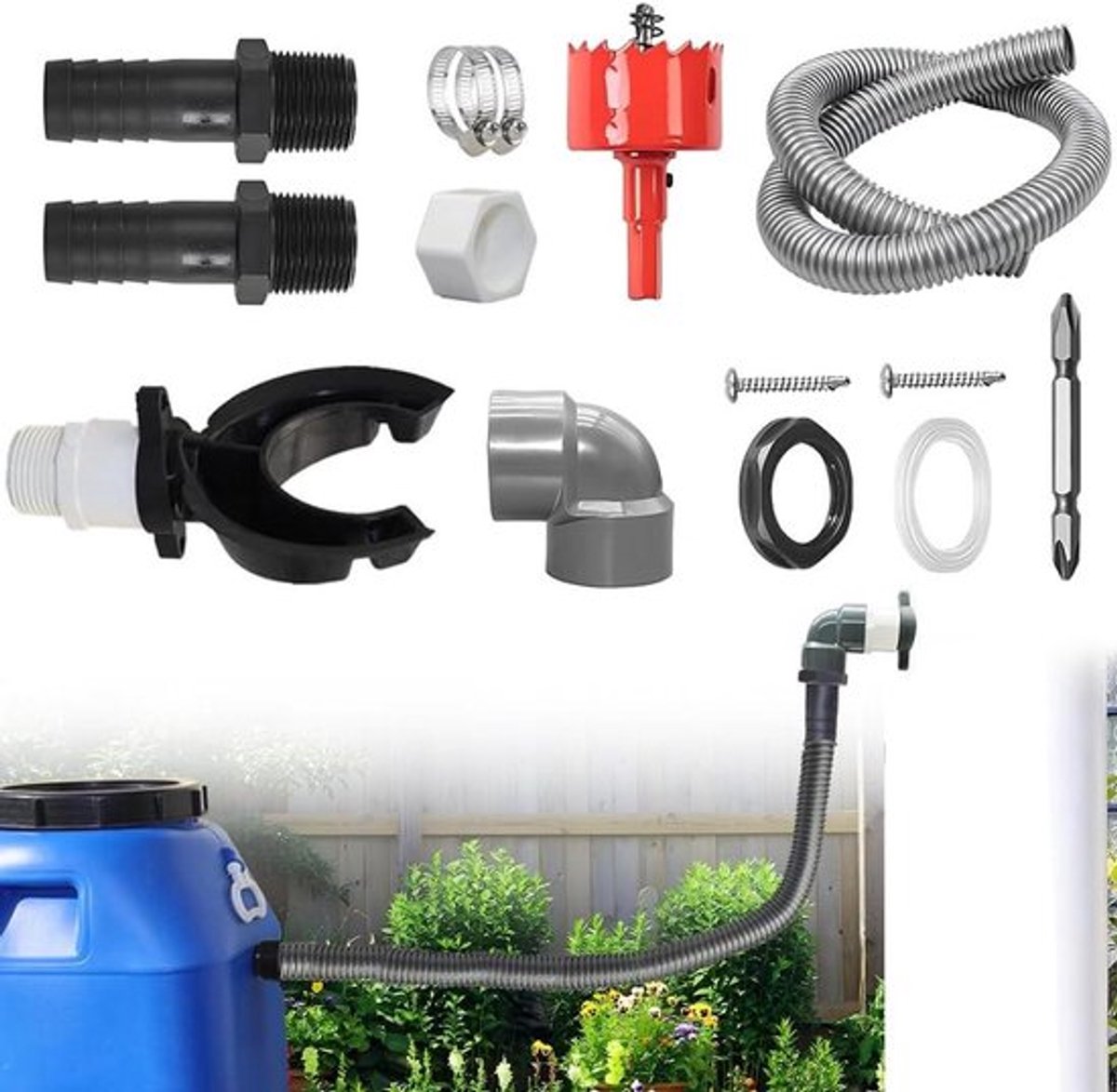 Aansluitset voor regenton Inovra Plus 70-110 mm, 80 m² dak