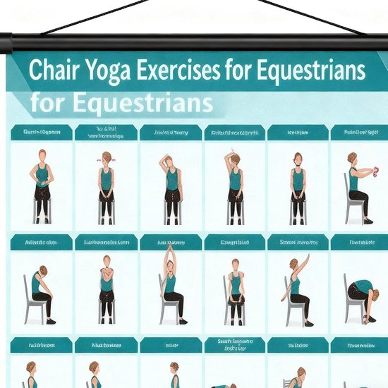 Oefenposter Stoel Yoga - Fitness Poster - Thuis Fitness - Inclusief 30+ Houdingen - 40 x 60 cm - Blauw — afbeelding 4