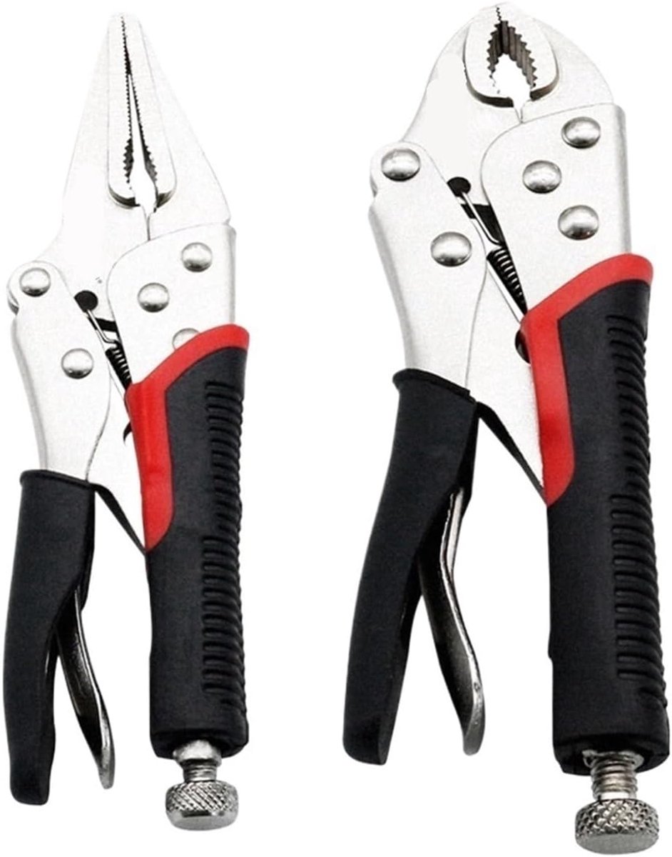 Vergrendeltang Set - Griptang Lang - Metaal Bewerken - Verstelbare Bekken - 7 Inch - Zilverkleurig