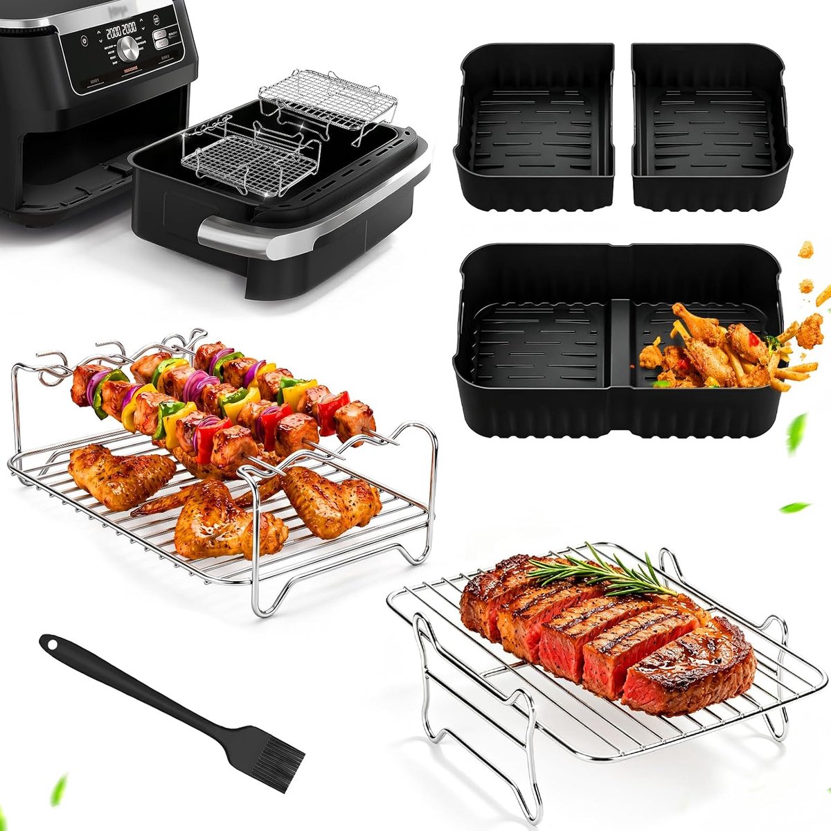 SnelShoppen 10 Stuks Heteluchtfriteuse Accessoires Set Grill Bakplaten Kookrekken Silicone Mallen Ideaal voor Keuken BBQ Feest & Gezond Kok