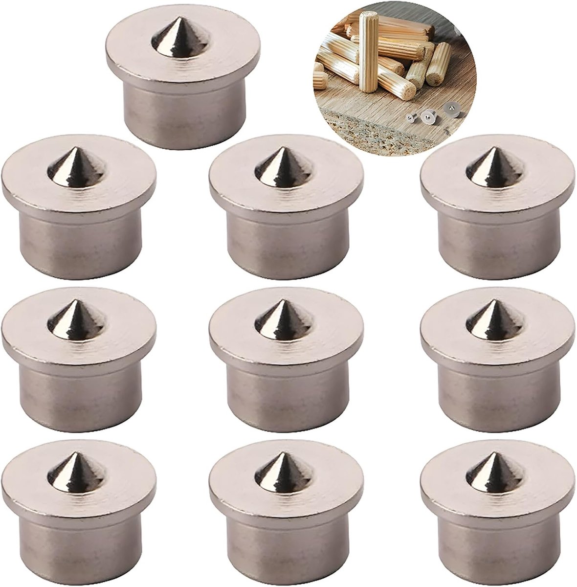 SnelShoppen - Dowel Pin Center Houtbewerking Gereedschap - 8mm Precisie Boorgaten Marker Set - 10 Stuks RVS Voor Houtverbindingen