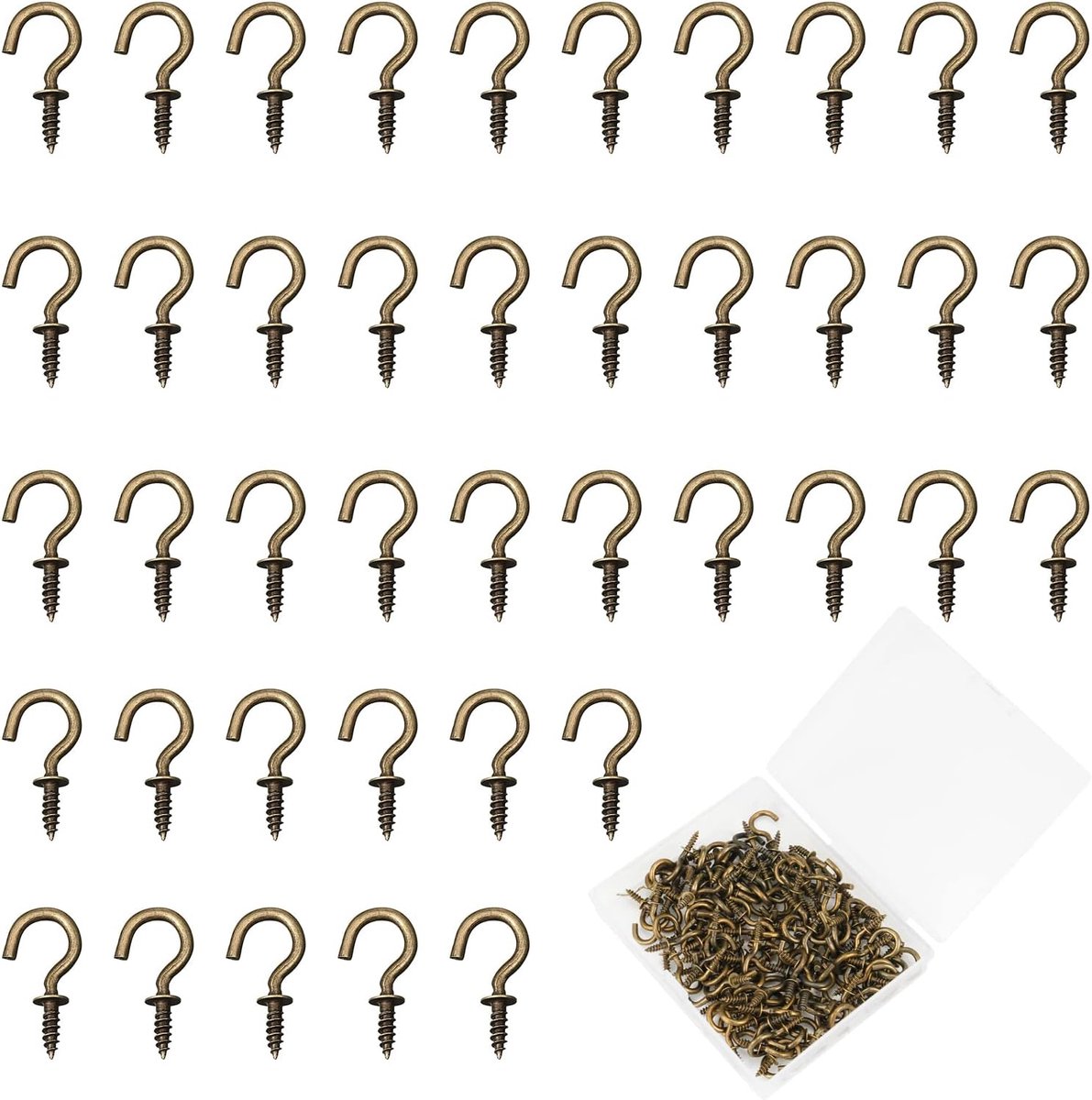SnelShoppen - Pack van 120 Kleine Schroefhaken 1/2 Inch - Ideaal voor Hangen van Planten, Kunst, Decoraties - Voor Binnen en Buiten - Eenvoudig te Ins