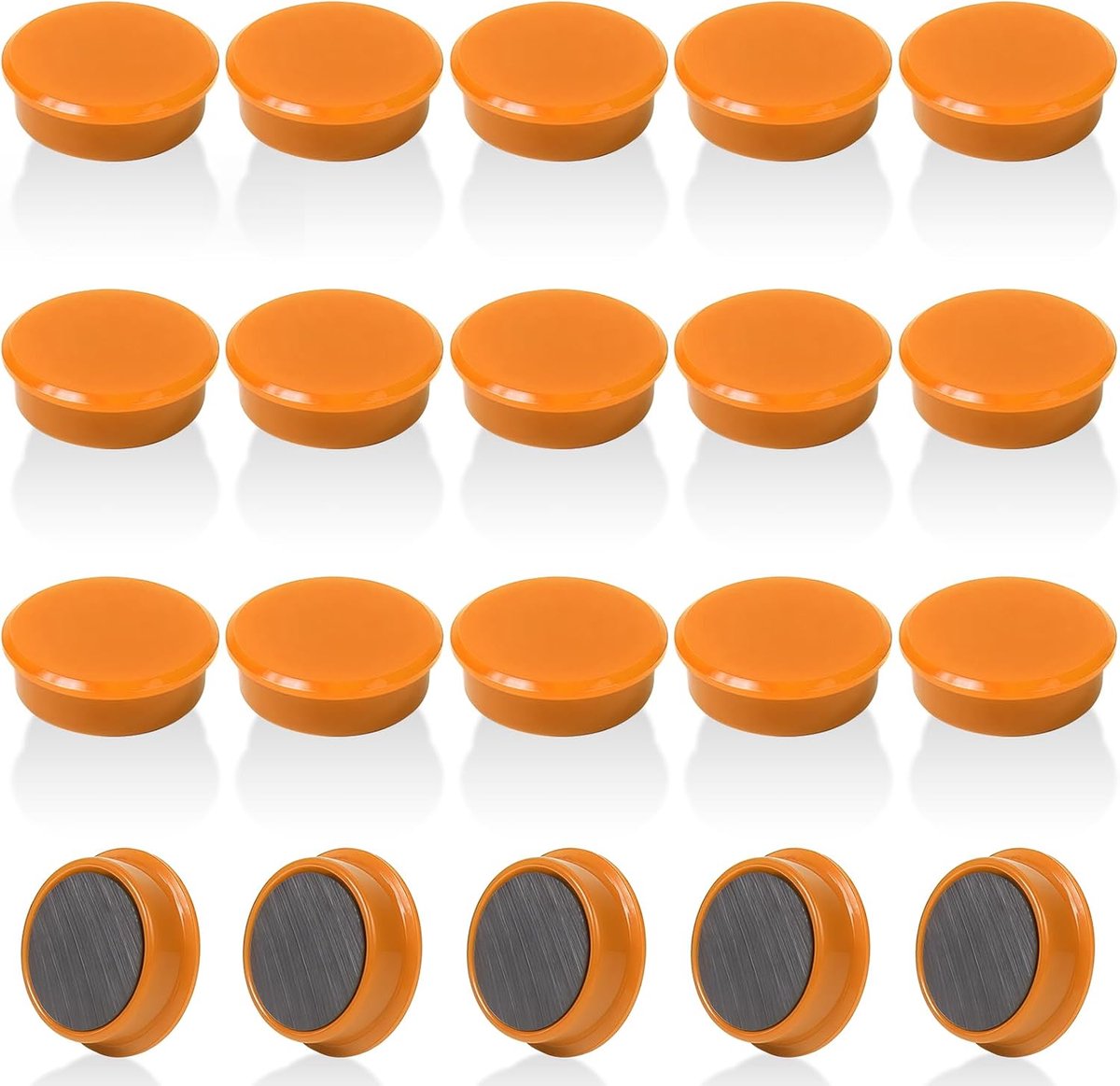 SnelShoppen - 20 Stuks Sterke Oranje Fridge Magnets voor Koelkast, Whiteboard, Keuken, Kantoor, Klaskamer - Mini Decoratieve Rond Magneten