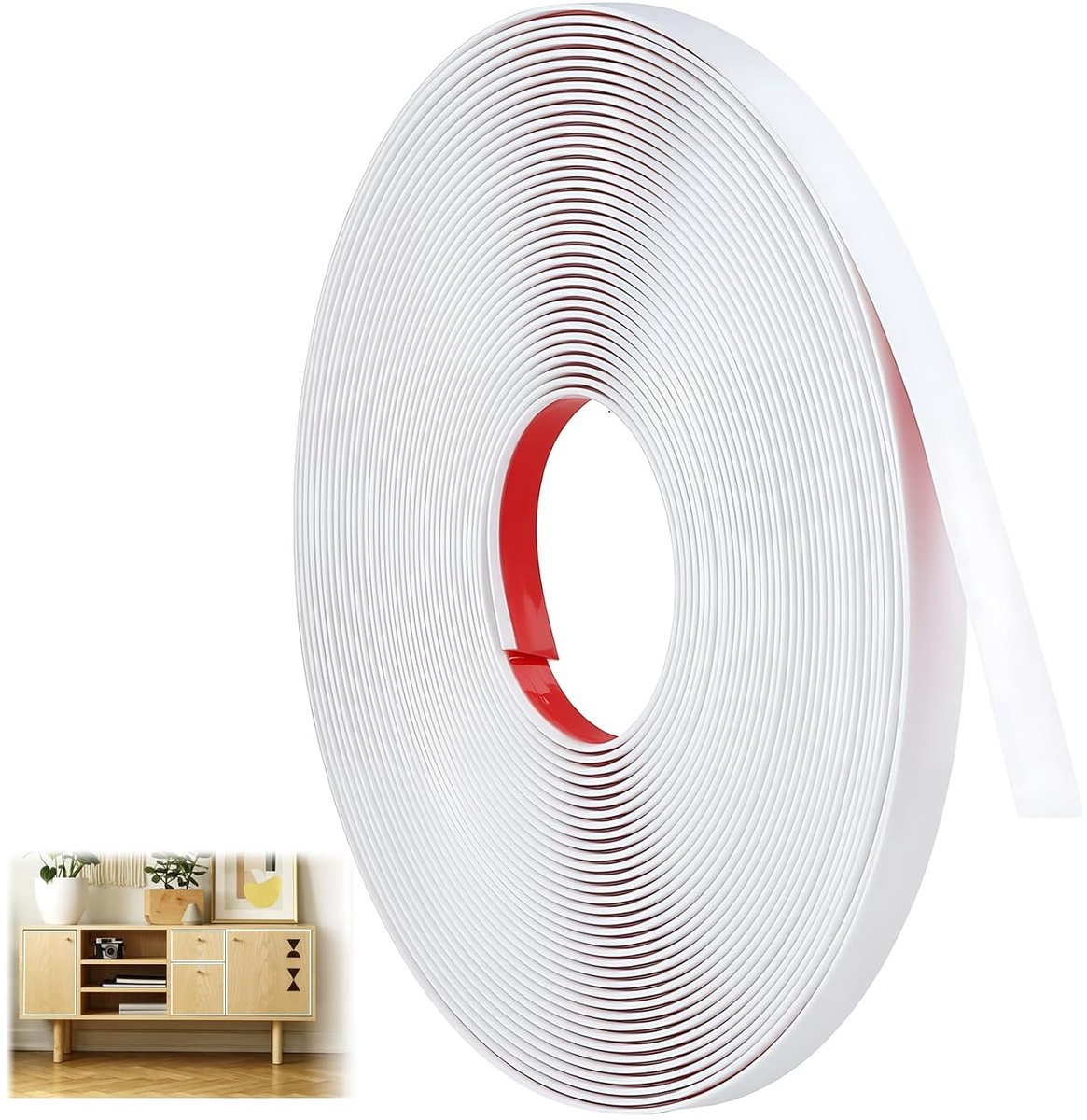 SnelShoppen - Decoratieve Strip 10m x 1cm Zelfklevend Wit - Perfect voor Ramen, Deuren, Spiegels, Keuken Achterwanden en Meubels