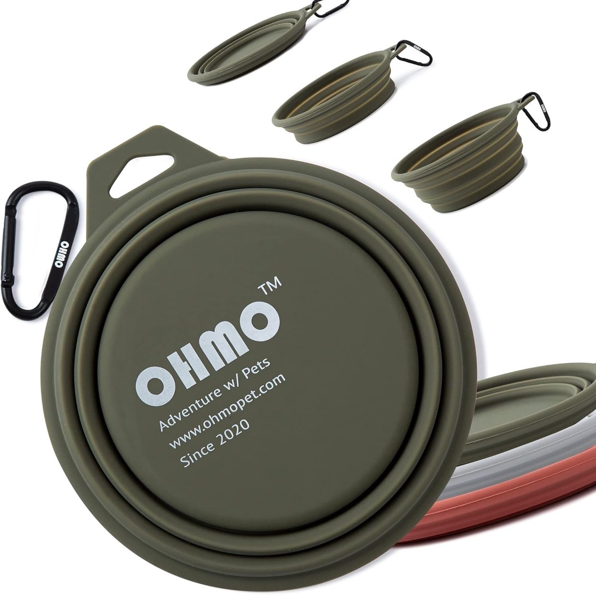SnelShoppen - OHMO Vouwbare Hondenkom 800ml, Portable Silicone Reisvoederbak voor Water en Voer, Duurzaam en Stevig, Ideaal voor Camping en Hiking (Ca