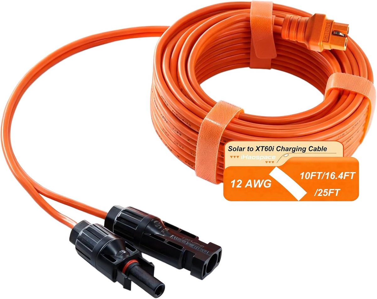SnelShoppen - XT60i Zonnepaneel Oplaadkabel 3m/5m 12AWG XT60i Verlengkabel voor Ecoflow River Delta Bluetti Anker Solix Powerstation
