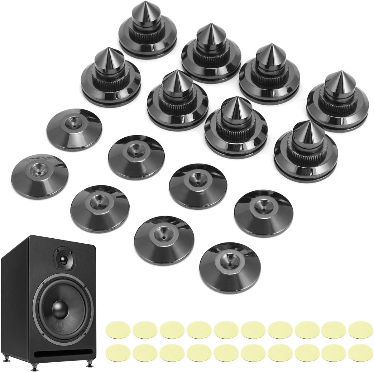 SnelShoppen - 8 Pcs Speaker Pikes, Goud Geplateerde Messing Speaker Stand, Schokbestendige Stand voor Speakers en HiFi Apparaten