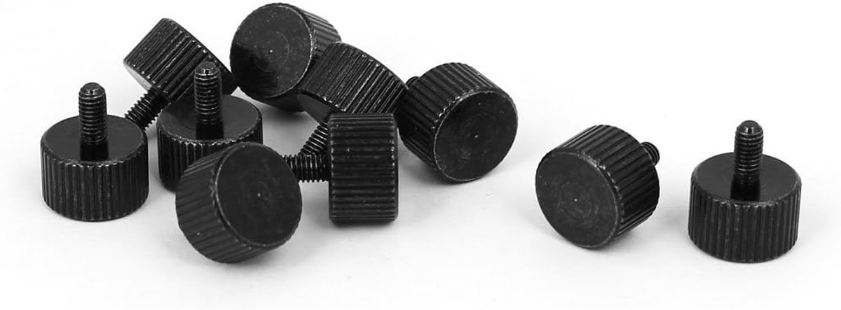 SnelShoppen - M3x6mm Computer PC Case Schroeven - Metalen Knurled Hoofd Duimschroeven - Zwart - 10 Stuks - Perfect voor Computerbehuizing