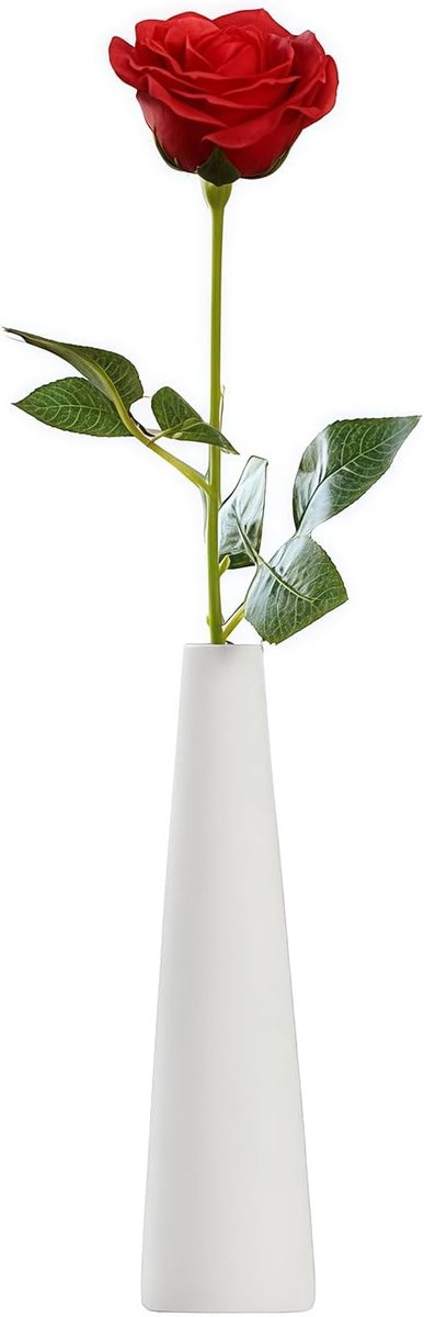 SnelShoppen - Hoog Conische Witte Keramische Bloemvaas Decoratieve Taper Vaas Tafeldecoratie Smalle Hals Vazen voor Thuis Bruiloft Slaapkamer Woonkame