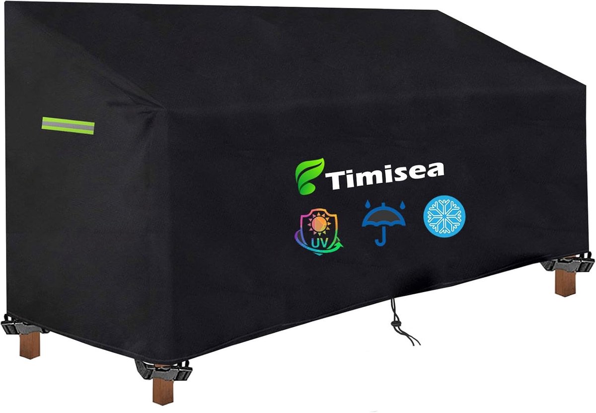SnelShoppen - 3-zits Tuinbank Beschermhoes met Trekkoord, Waterdicht, UV-bestendig, Oxford Stof, 4 Bevestigingsbanden voor Windbescherming, 135 x 67 x