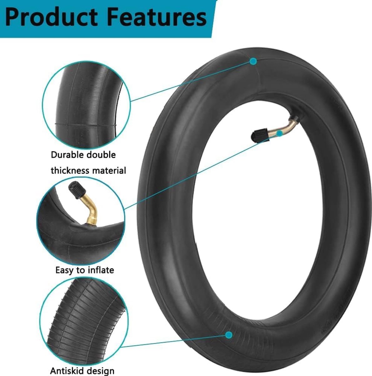 SnelShoppen - Air Chamber 10 x 3 cm voor Elektrische Scooter, Versterkte 10 Inch Binnenband van Butyl Rubber, Perfecte Vervanging voor Slijtage en Bes