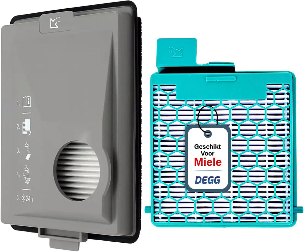 SnelShoppen - DEGG Filter Set voor Stofzuigers - Vervangfilter HEPA & Fijnstoffilter - Perfect voor Allergieën - Geschikt voor Miele Boost CX1 - Stofz