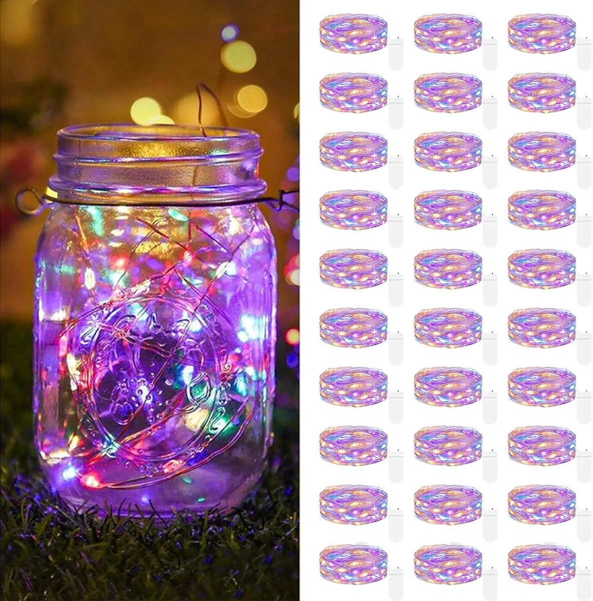 SnelShoppen - 30 Stuks LED Mini Fairy Lights met Batterij, 2 m, 20 Micro-LEDs, Waterdichte Lichtketting voor Bruiloft, Kerst, Party, DIY, Zilverdraden